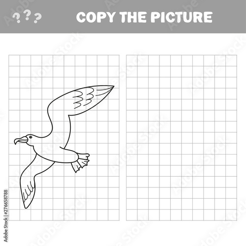 Educational game for kids coloring book seagull bird vector illustration