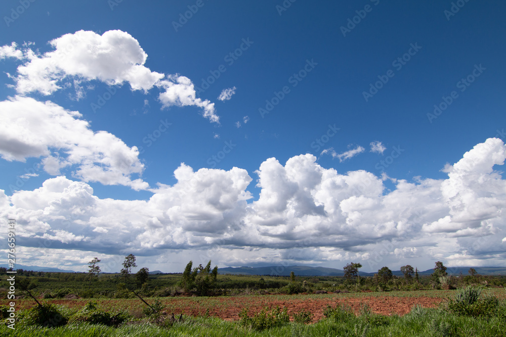 Landscape blue sky with clouds in summer day.
