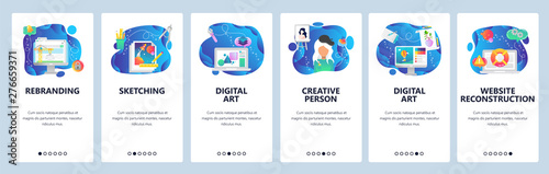 Website and mobile app onboarding screens vector template