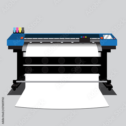 Wide and large blue printer, layer vector design