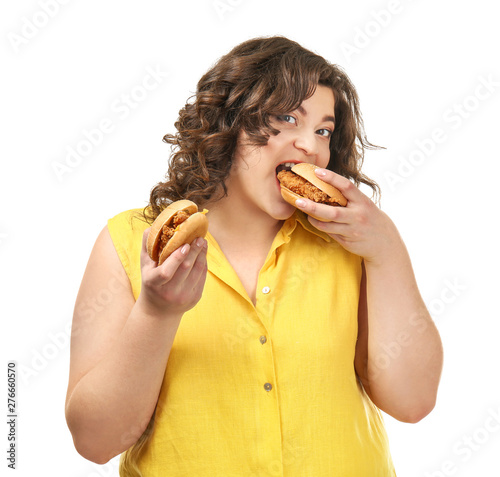 Overweight woman with burge...