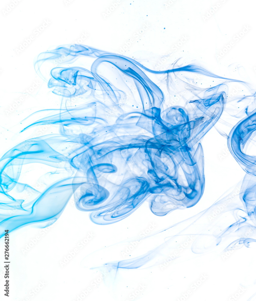 Fototapeta premium Blue smoke on white background