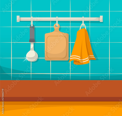 Kitchen clean utensils, clean dishes after cleaning, order and comfor.