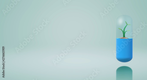 Wallpaper Mural 3d rendering capsule tree Sapling for medicine content. Torontodigital.ca