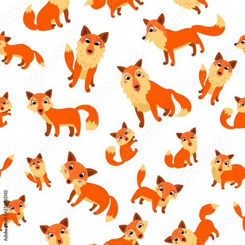Fox nursery Seamless Pattern. Vector illustration background © Pictulandra