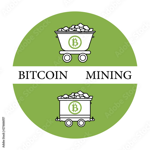 Mining bitcoins trolleys with ore.