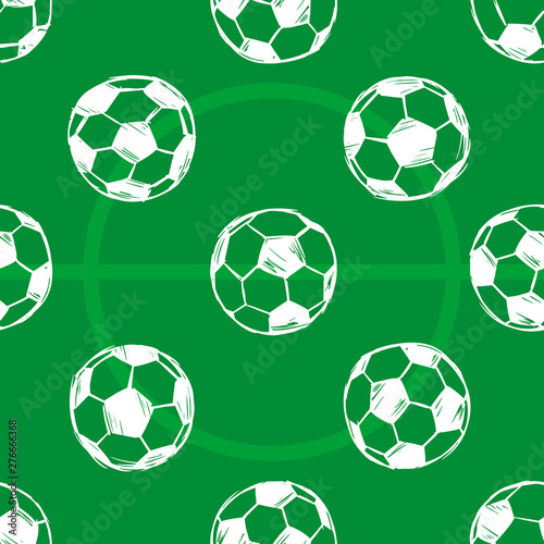 Football Soccer balls doodle seamless pattern. Vector illustration background. For print  textile  web  home decor  fashion  surface  graphic design