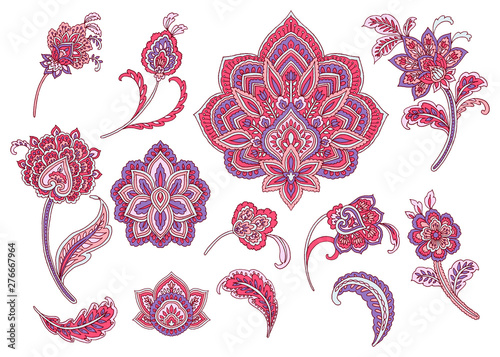 Obraz na płótnie Paisley Style Elements : Set 