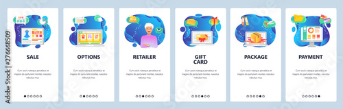 Website and mobile app onboarding screens vector template