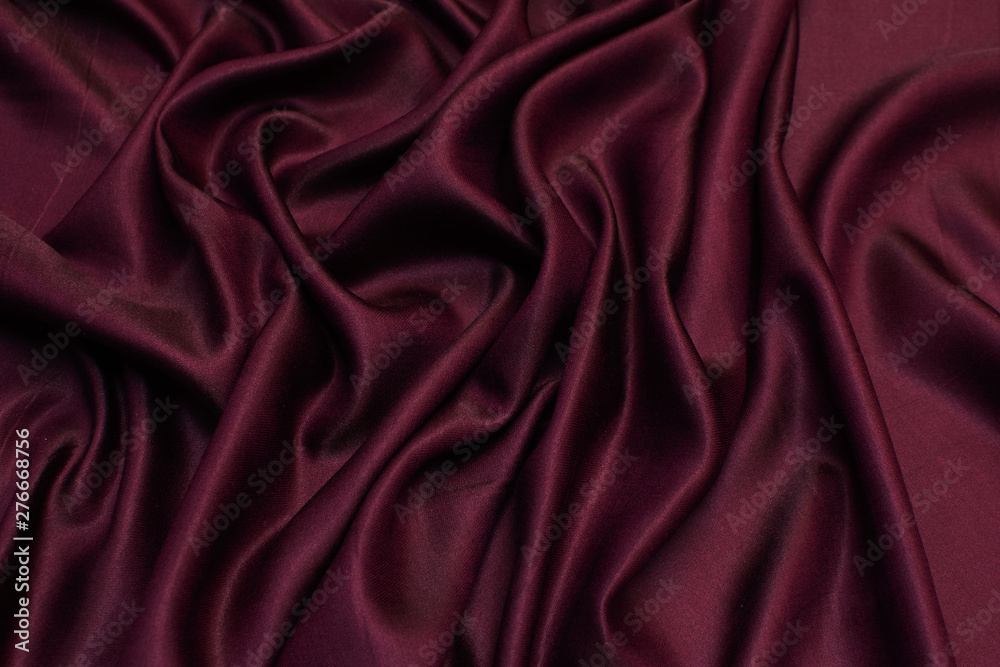 Silk fabric with viscose. Color burgundy. Texture, background, pattern.  foto de Stock | Adobe Stock