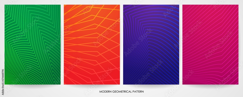 Fototapeta set of minimal cover design with modern geometric pattern