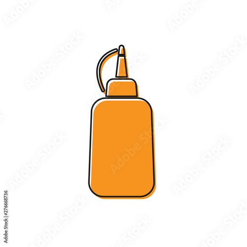 Orange Mustard bottle icon isolated on white background. Vector Illustration