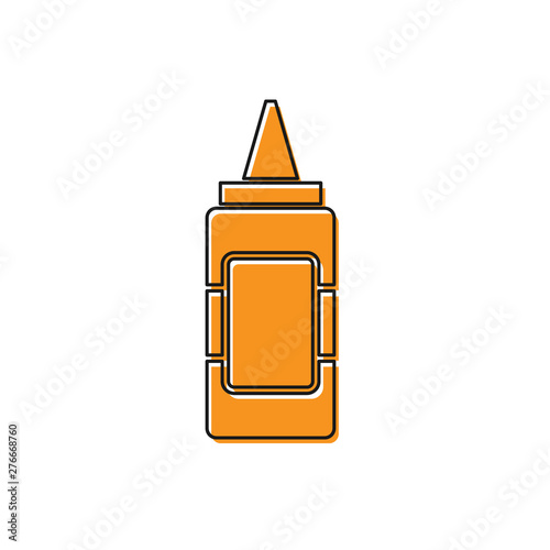 Orange Mustard bottle icon isolated on white background. Vector Illustration