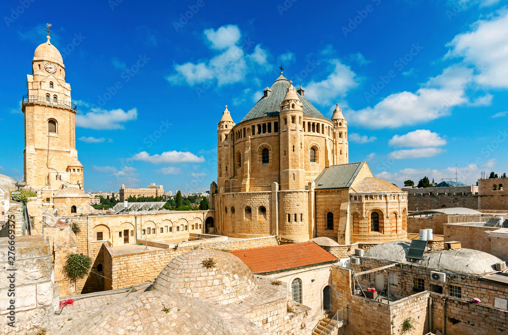Naklejka premium Wierzchołek Wieczernika zwany też Wieczernikiem - to tutaj znajduje się sala ostatniej wieczerzy w budynku Grobu Dawida w Jerozolimie Izrael