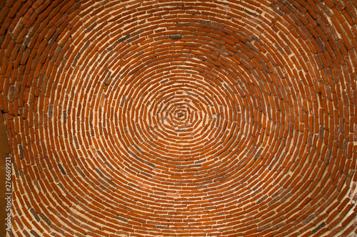 Brick dome of the church. View from below. Horizontally.