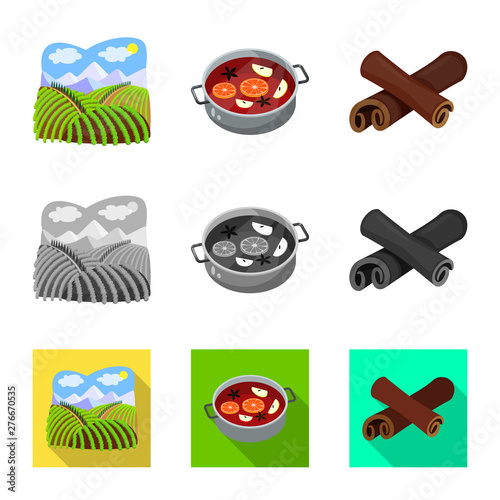 Vector design of farm and vineyard symbol. Set of farm and product stock vector illustration.