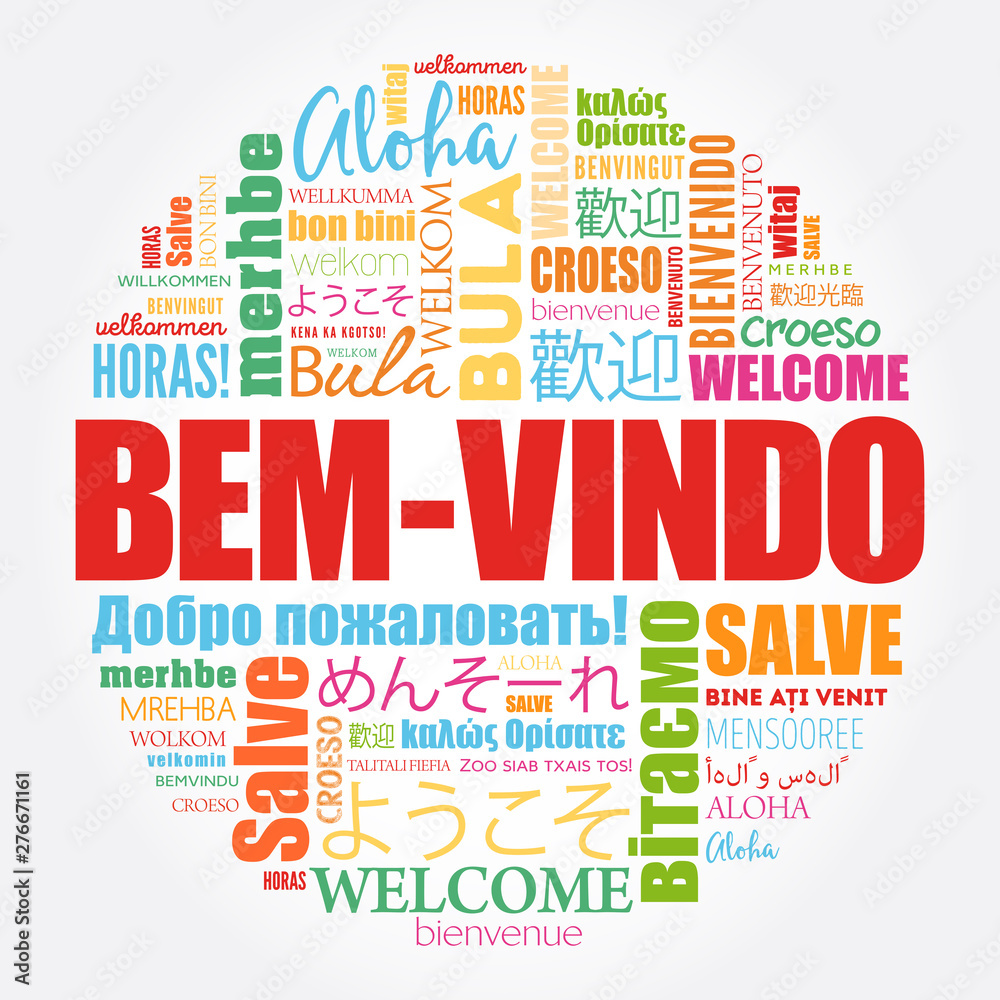 Fototapeta premium Bem-Vindo (Welcome in Portuguese) word cloud in different languages