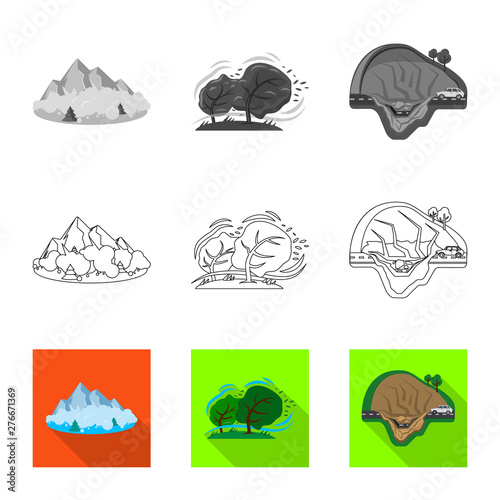 Isolated object of natural and disaster sign. Collection of natural and risk vector icon for stock.