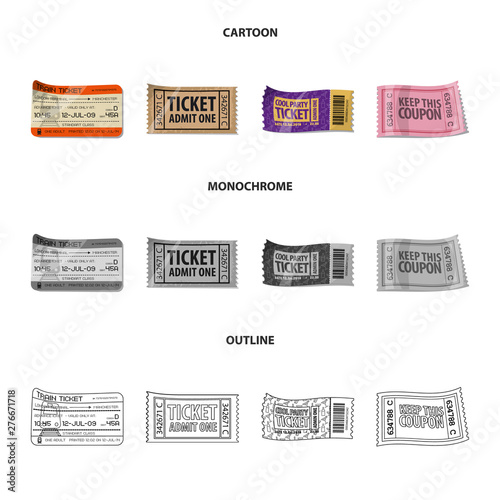 Isolated object of ticket and admission logo. Set of ticket and event stock vector illustration.