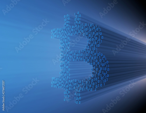 Fotografie Future Digital Technology, Network Data Transmission, 5G and bitcoin