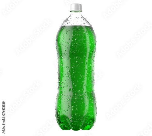 Carbonated Green Soft Drink Plastic Bottle photo