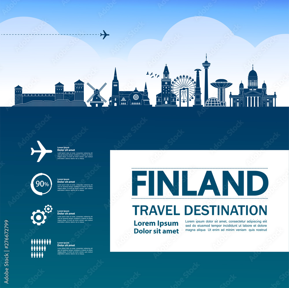 Finland travel destination grand vector illustration.