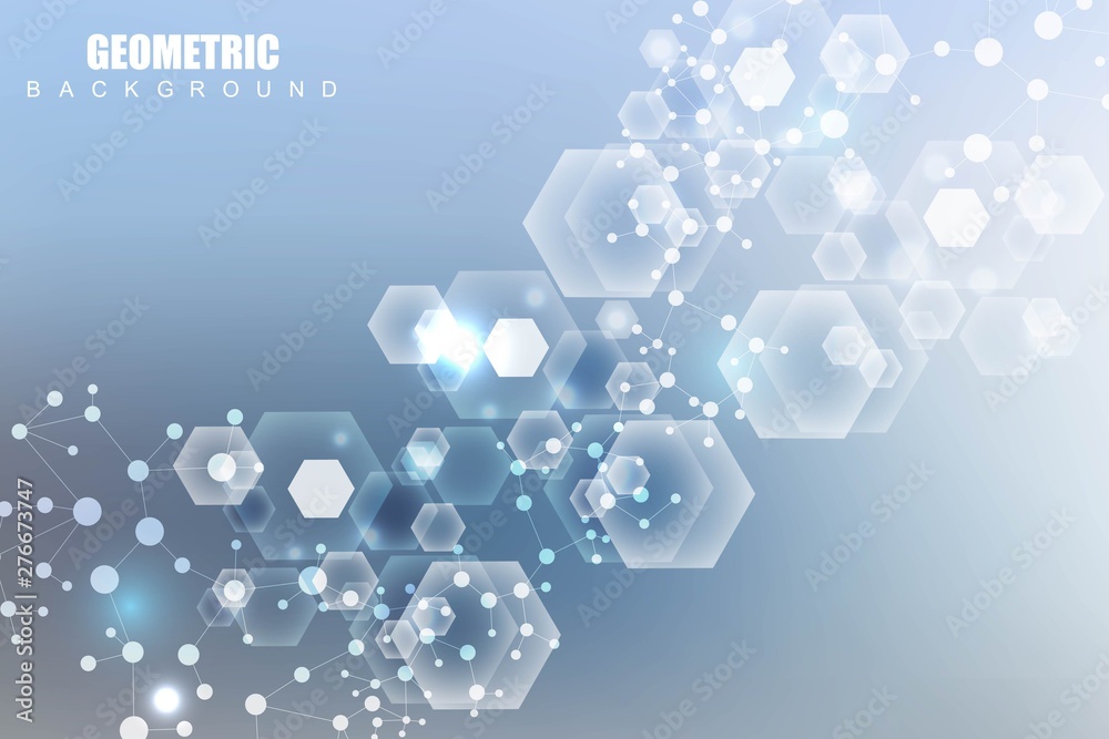 Hexagonal abstract background. Big Data Visualization. Global network connection. Medical, technology, science background. Vector illustration. Hexagonal abstract background. Big Data Visualization. Global network connection. Medical, technology, science background. Vector illustration.