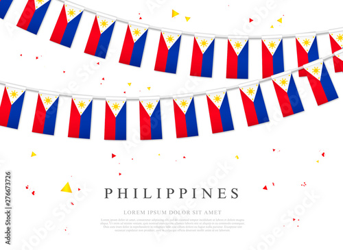 Garland of Philippines flags. Philippines Independence Day.