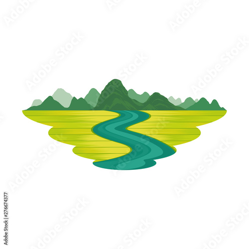 Vietnam Tam Coc Ninh Binh Mountain Rice Field and River Landscape Vector