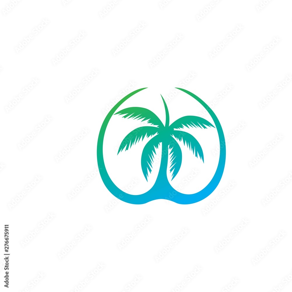 Obraz premium Palm tree summer logo template vector illustration