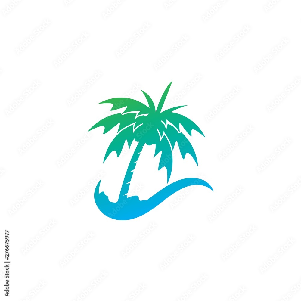 Obraz premium Palm tree summer logo template vector illustration