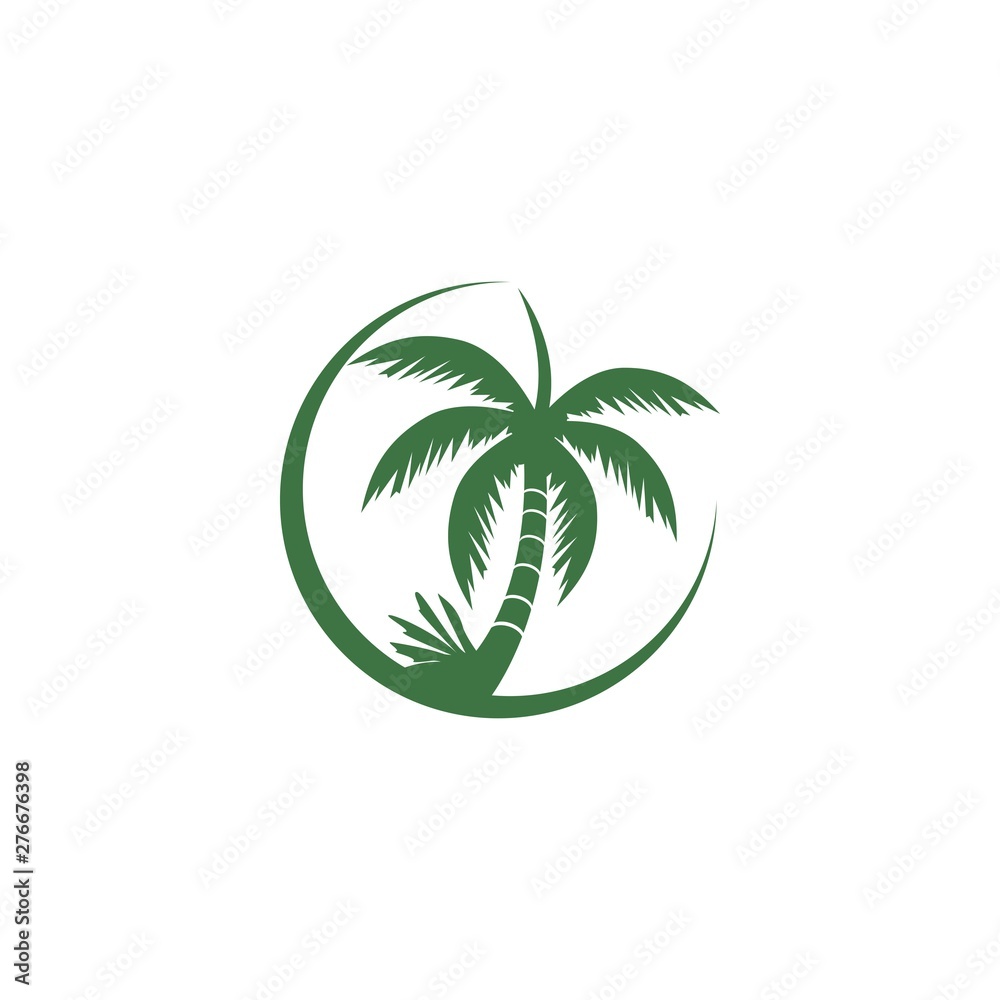 Obraz premium Palm tree summer logo template vector illustration