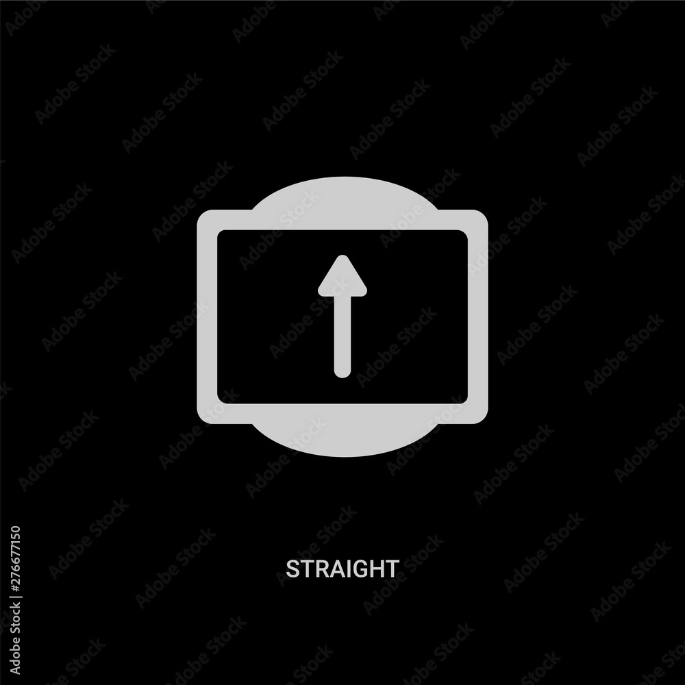 white straight vector icon on black background. modern flat straight from traffic signs concept vector sign symbol can be use for web, mobile and logo.