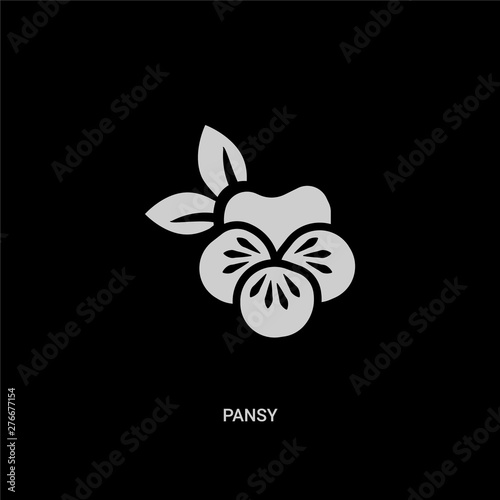 white pansy vector icon on black background. modern flat pansy from nature concept vector sign symbol can be use for web, mobile and logo.