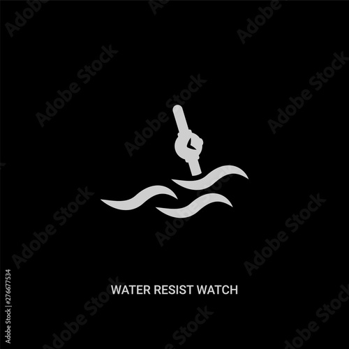white water resist watch vector icon on black background. modern flat water resist watch from nautical concept vector sign symbol can be use for web, mobile and logo.