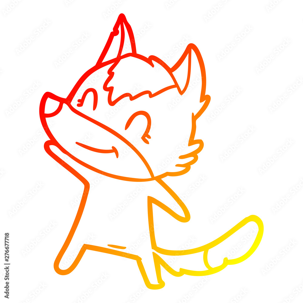 warm gradient line drawing friendly cartoon wolf warm gradient line drawing friendly cartoon wolf