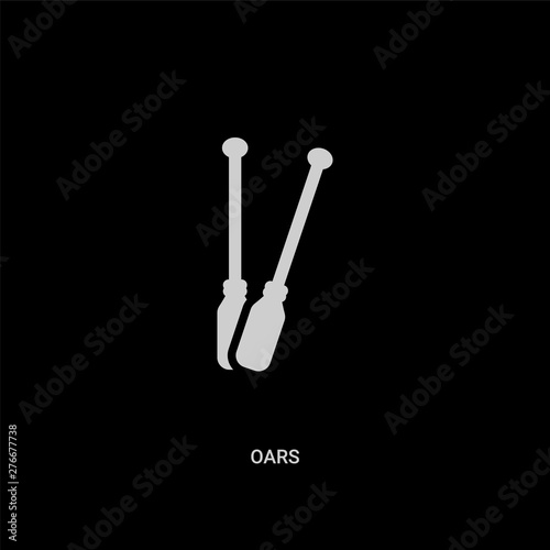white oars vector icon on black background. modern flat oars from nautical concept vector sign symbol can be use for web, mobile and logo.