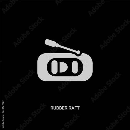white rubber raft vector icon on black background. modern flat rubber raft from nautical concept vector sign symbol can be use for web, mobile and logo.