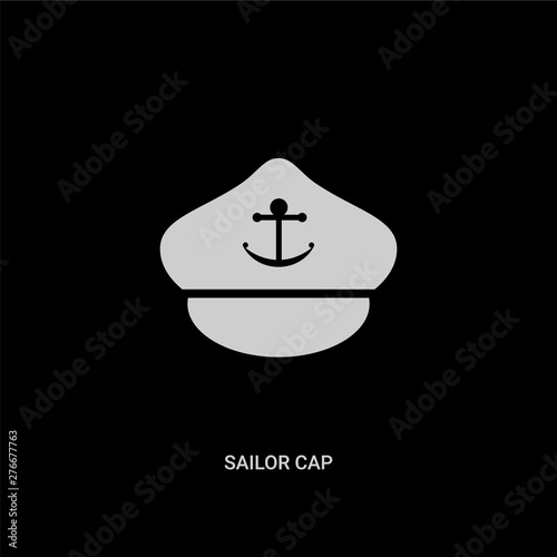 white sailor cap vector icon on black background. modern flat sailor cap from nautical concept vector sign symbol can be use for web, mobile and logo. photo