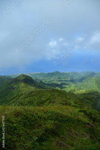 panorama of  mountains Pel  e with tropical forest Martinique island