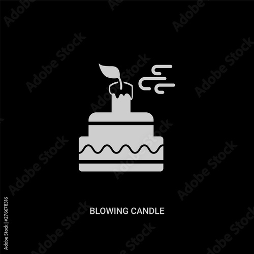 white blowing candle vector icon on black background. modern flat blowing candle from party concept vector sign symbol can be use for web, mobile and logo.