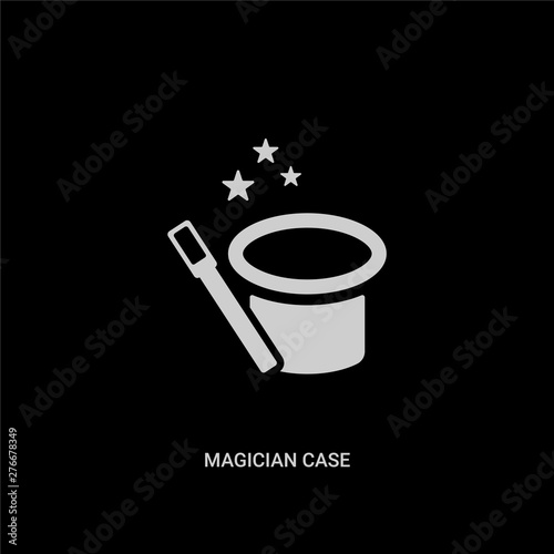 white magician case vector icon on black background. modern flat magician case from party concept vector sign symbol can be use for web, mobile and logo.