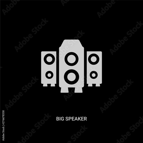 white big speaker vector icon on black background. modern flat big speaker from party concept vector sign symbol can be use for web, mobile and logo.