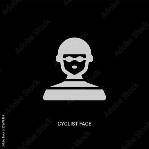 white cyclist face vector icon on black background. modern flat cyclist face from people concept vector sign symbol can be use for web, mobile and logo.