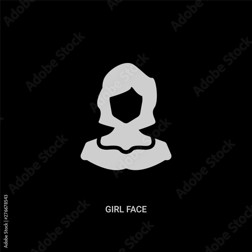 white girl face vector icon on black background. modern flat girl face from people concept vector sign symbol can be use for web, mobile and logo.