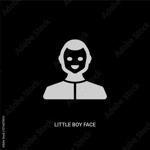 white little boy face vector icon on black background. modern flat little boy face from people concept vector sign symbol can be use for web, mobile and logo.