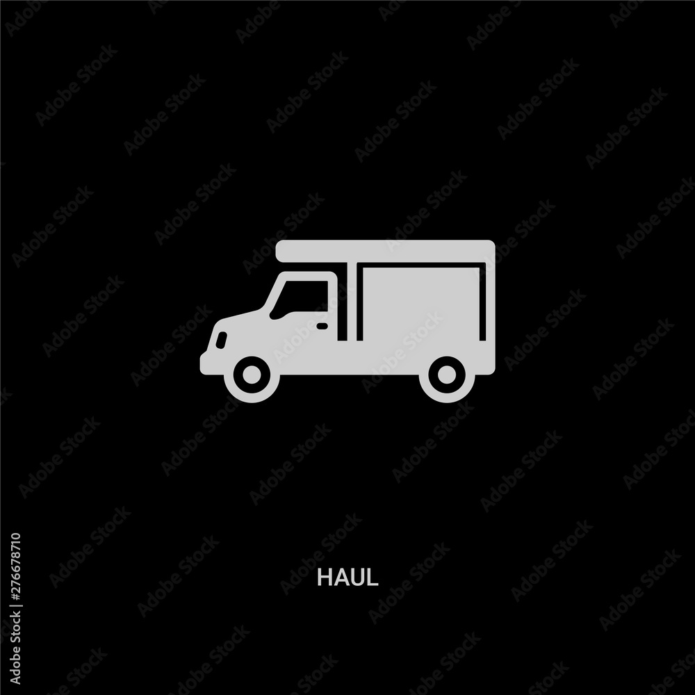 white haul vector icon on black background. modern flat haul from transportation concept vector sign symbol can be use for web, mobile and logo. white haul vector icon on black background. modern flat haul from transportation concept vector sign symbol can be use for web, mobile and logo.