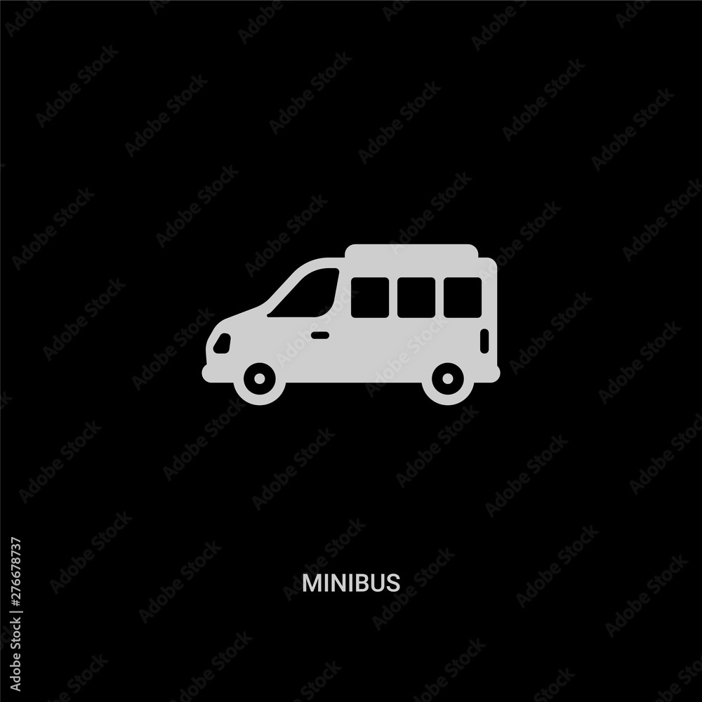 white minibus vector icon on black background. modern flat minibus from transportation concept vector sign symbol can be use for web, mobile and logo. white minibus vector icon on black background. modern flat minibus from transportation concept vector sign symbol can be use for web, mobile and logo.