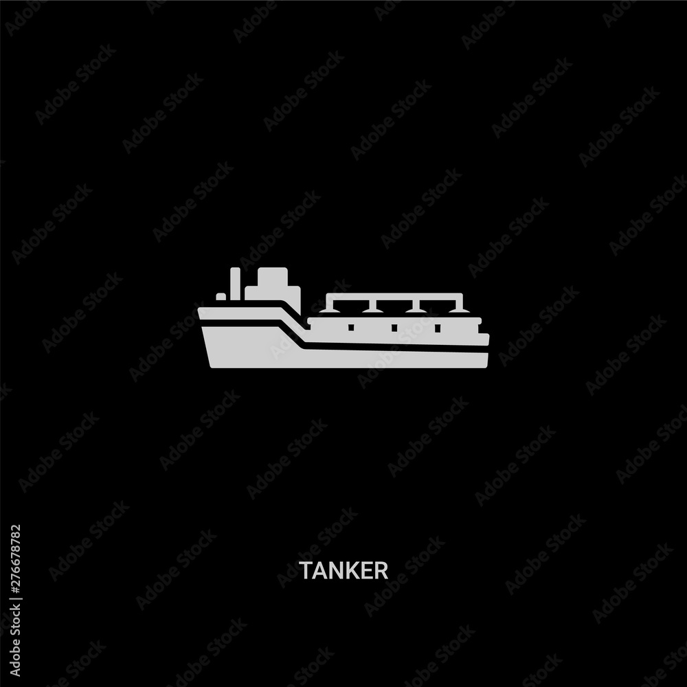 white tanker vector icon on black background. modern flat tanker from transportation concept vector sign symbol can be use for web, mobile and logo.