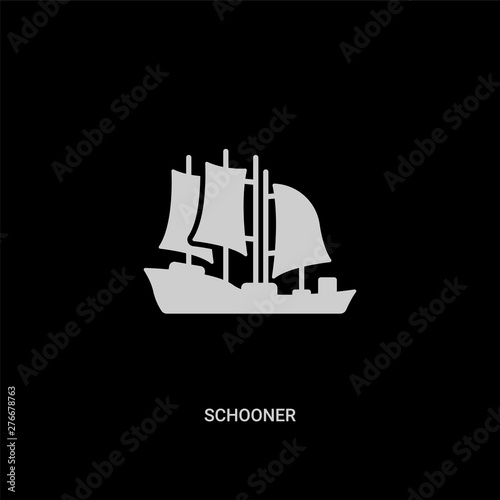 white schooner vector icon on black background. modern flat schooner from transportation concept vector sign symbol can be use for web, mobile and logo.